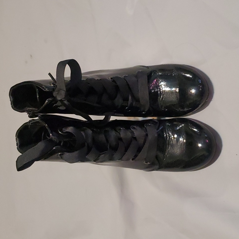 Black lace up boot heels